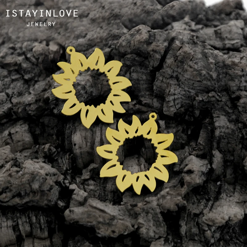 

Handmade Jewelry Making Supplies Pendant Cut Metal Raw Brass Teardrop Sun Flower Charm For DIY Necklace Earring Brooch RD478 4