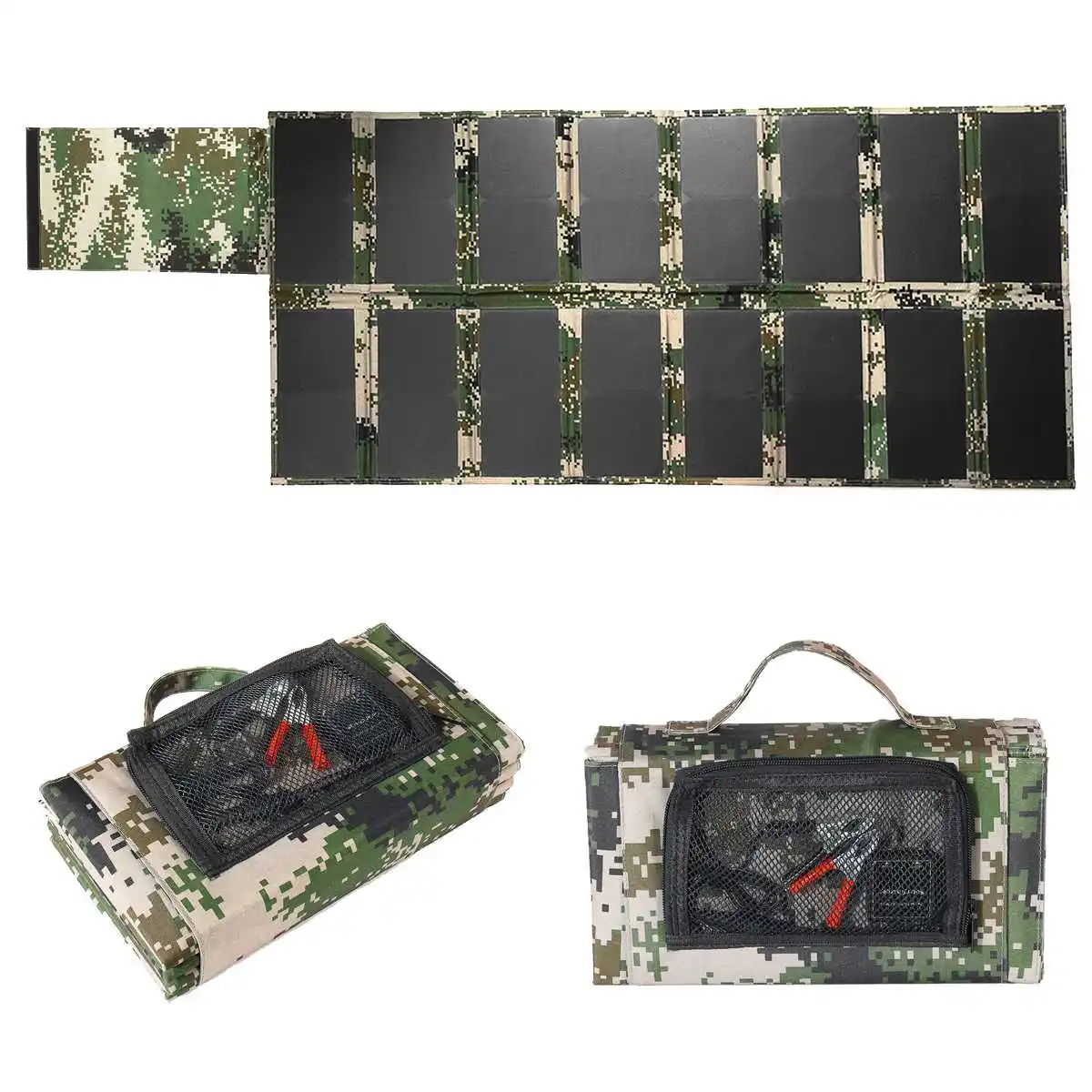 

Outdoor Folding Foldable Waterproof Solar Panel Charger 17V 100W Mobile Power Bank 2 USB Port 5V 3A DC5521 For Phone Laptop Car
