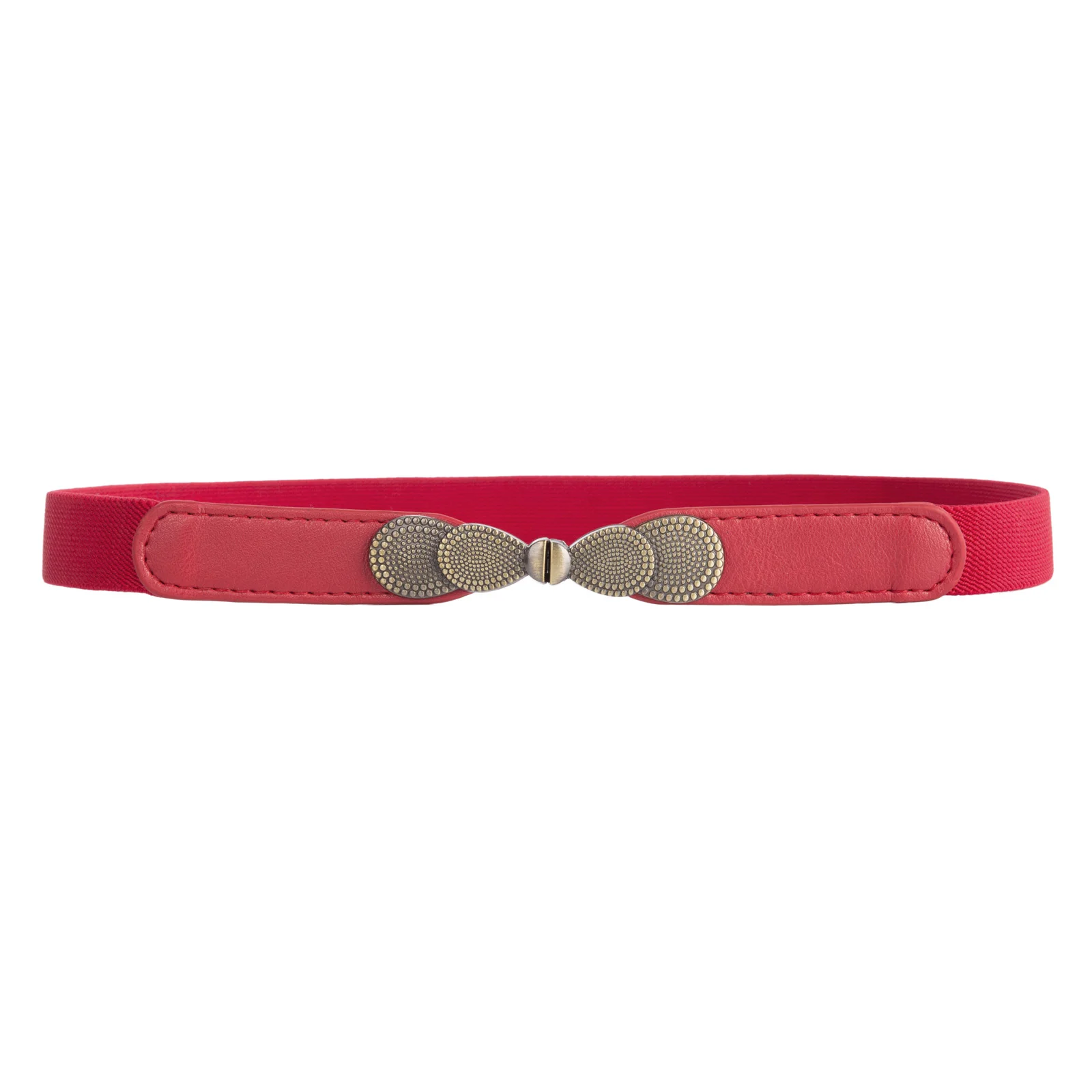 

red Women Ladies belt Girls Skinny Metal Hook Stretchy Elastic Waist Belts Polyurethane Leather Waistband