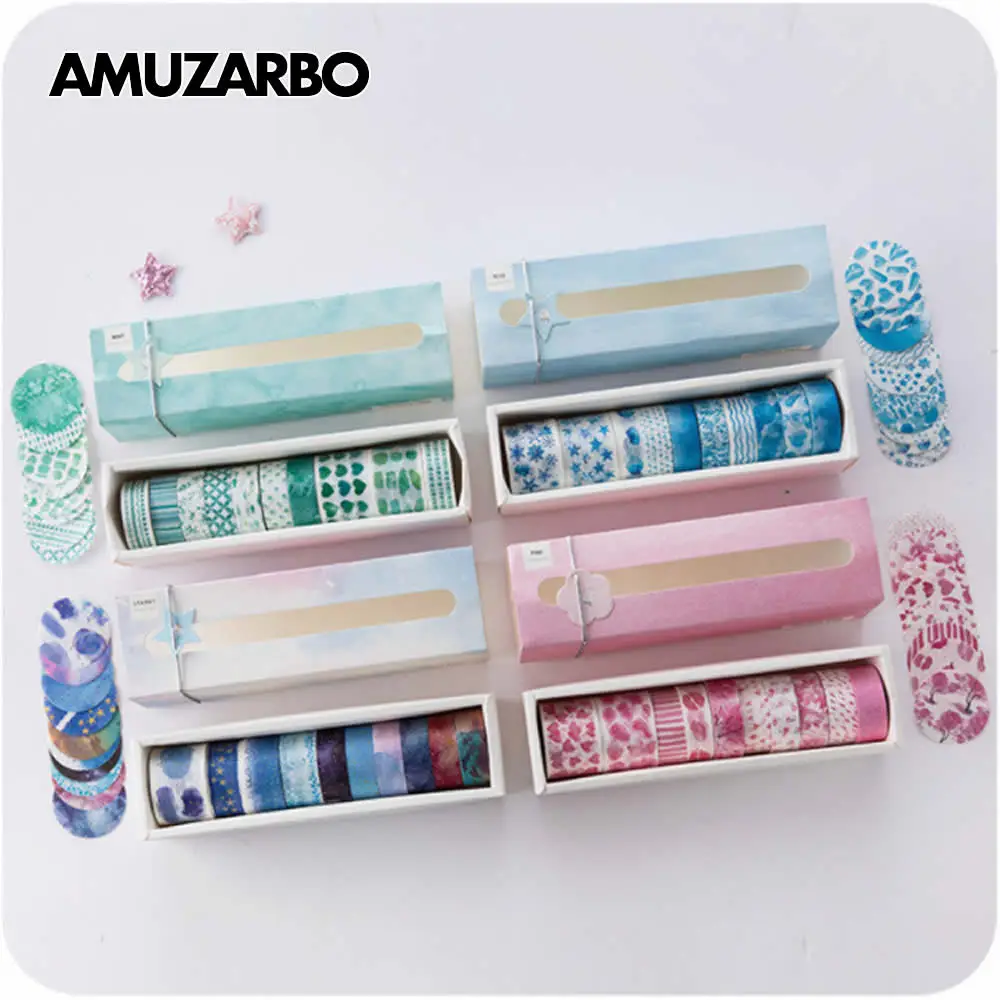 

10pcs/Box Cute Japanese Sakura Masking Tape Flower Washi Tape Scrapbooking Stationery School Supplies