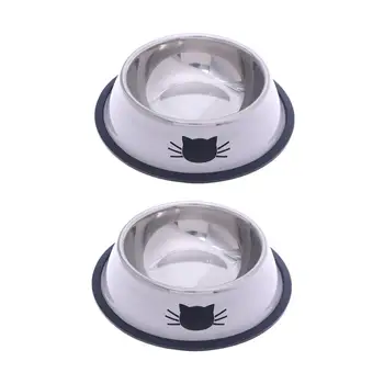 

2Pc Pet Bowl Stainless Steel Premium Non-Skid Durable Dog Cat Small Animal Food Holder Food Bowl Water Bowl