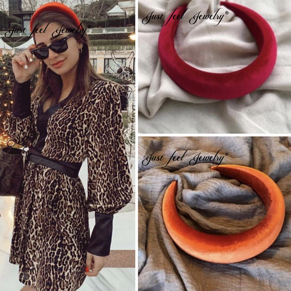 

JUST FEEL 2019 New Fashion Thick Velvet Women Headbands Accessories Hair Band Fashion Wide Headwear Plastic Hairbands For Women