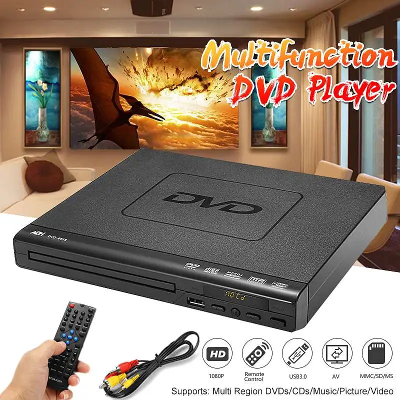 

110V-240V USB Portable Multiple Playback DVD Player ADH DVD CD SVCD VCD Disc Player Home Theatre System With Romote Control