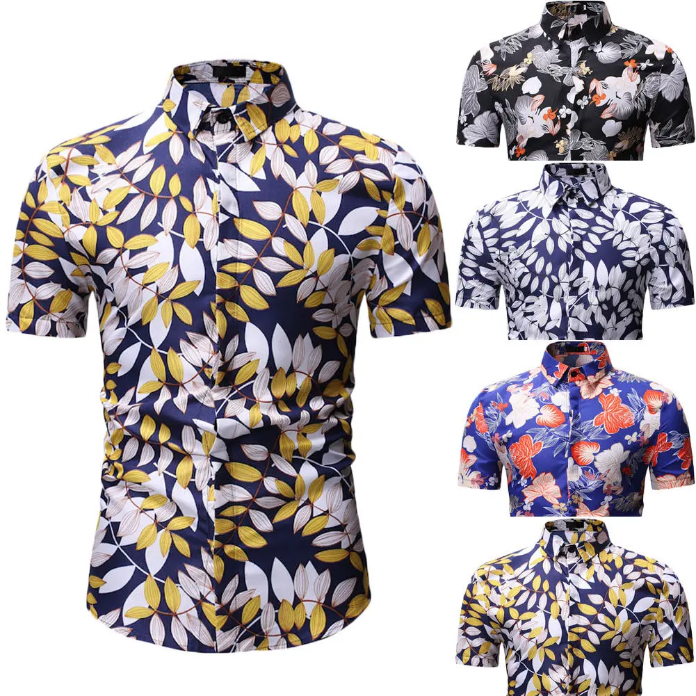 2019 New Style Fashion Hot Luxury Men's Slim Fit Shirt Short Sleeve Stylish Formal Cotton Casual Button Print Top | Мужская одежда
