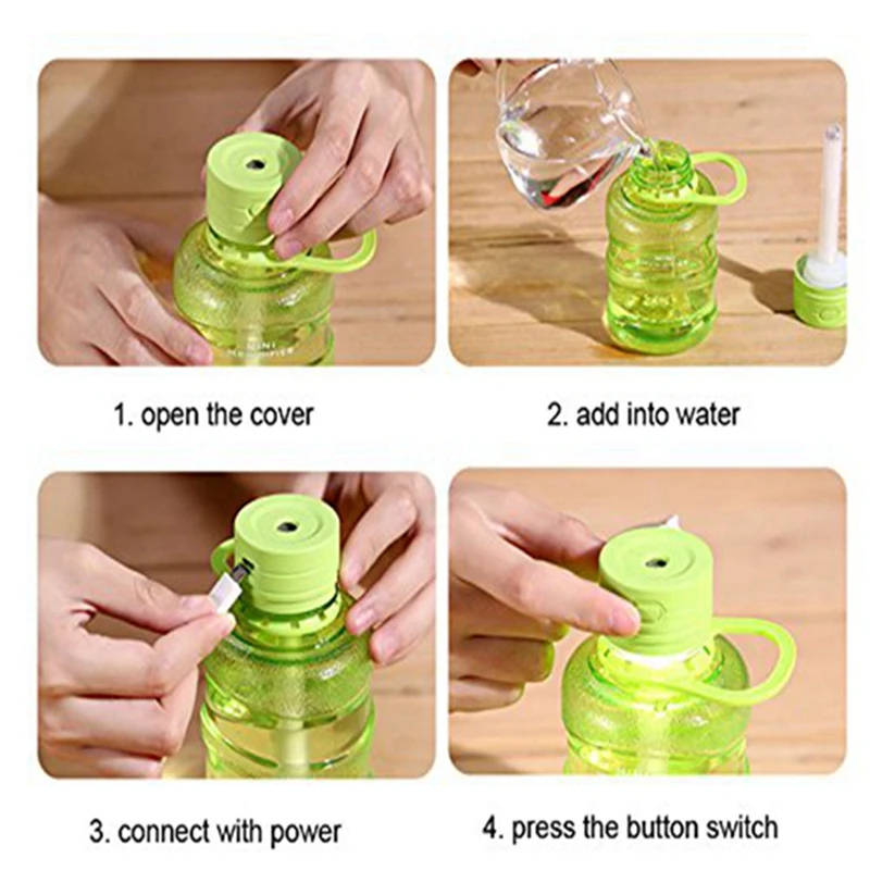 300ml Bucket humidifier，Desk Humidifier LED Night Light Cool Mist Humidifier with Timed auto shutdown for Office Home Car Baby