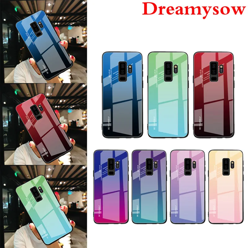 Чехол из закаленного стекла с градиентом для Samsung Galaxy Note 8 9 S8 S9 J4 J6 Plus A7 2017 J8 A6 A8 plus