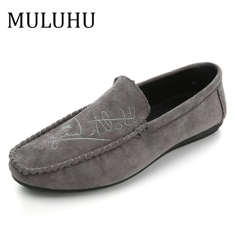MULUHU/Новый мужская повседневная обувь слипоны дышащая мягкая подошва из флока мужская модельная повседневная обувь мужские лоферы обувь