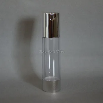 

50ml UV silver airless vacuum pump lotion bottle with silver pump silver bottom base used for Cosmetic Container