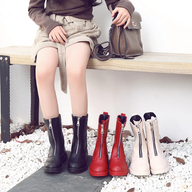 New Arrival Children Zipper Martin Boots Kids Chelsea Boots Girls