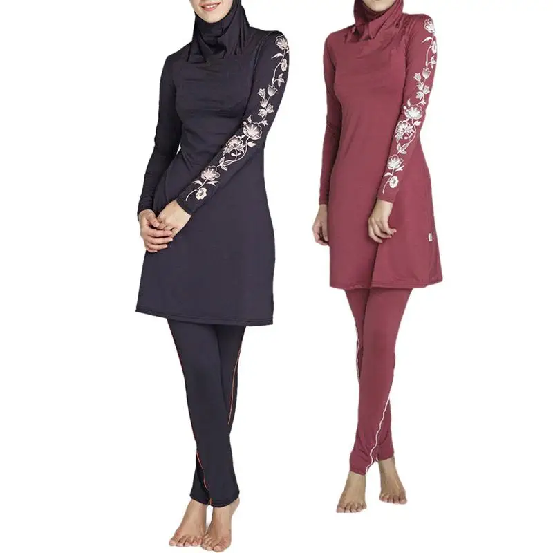 

Muslim Women's Swimsuit Durable Waterproof Quick-Drying High Elasticity Printed Swimsuit Cap Three-Piece Suit M-3XL Large Size