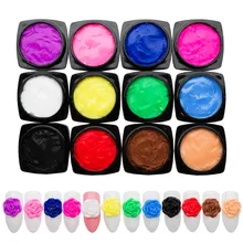 12 Warna/Set 3D Diukir Lukisan Gel Nail Plasticine Gel Pemodelan Patung Lacquer Pola Ukiran Gel Rendam Off UV gel ZJJ2012(China)