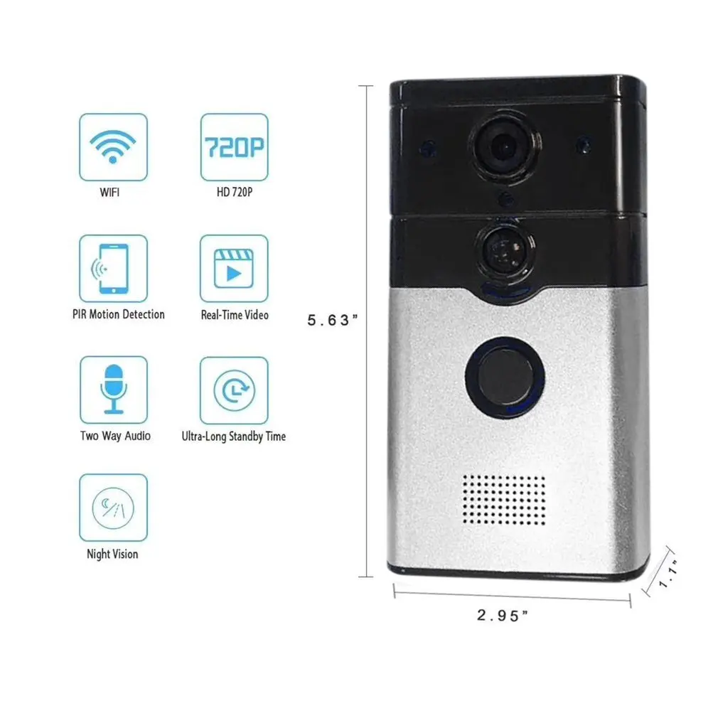 

Smart WiFi Wireless Remote Control Video Doorbell 720P PIR Motion Detection Alarm Function Ring Door Bell with Camera