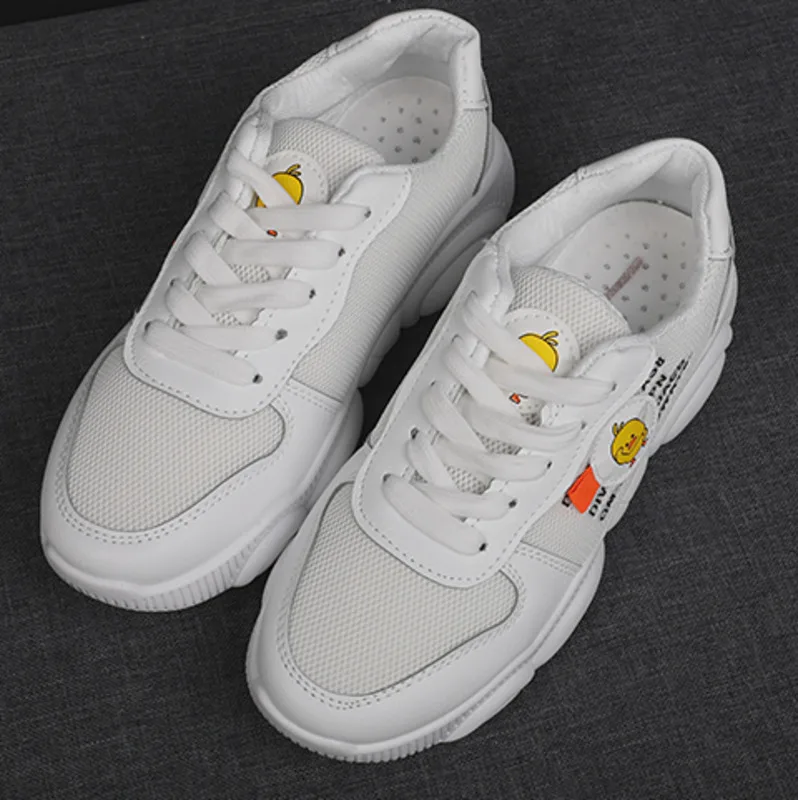 

White Shoes Fashion Bear Sole Breathable Mesh Women Shoes Woman 2019 Female Casual Flats Shoes tenis feminino Women Sneakers