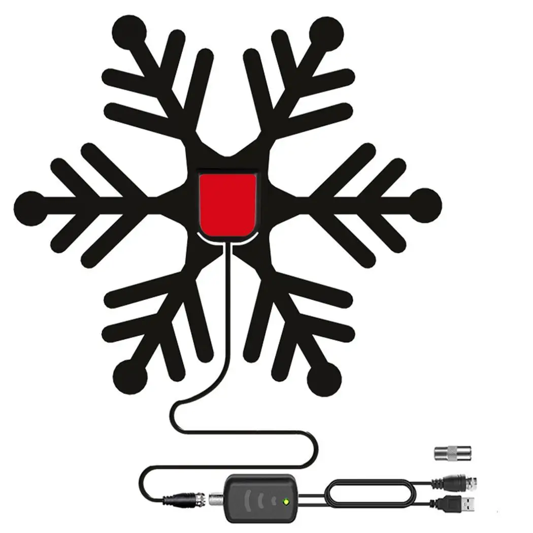 Внутренняя длинная HDTV цифровая Снежинка телевизионная антенна F Male 25 дб USB 45 ~ 85 5В