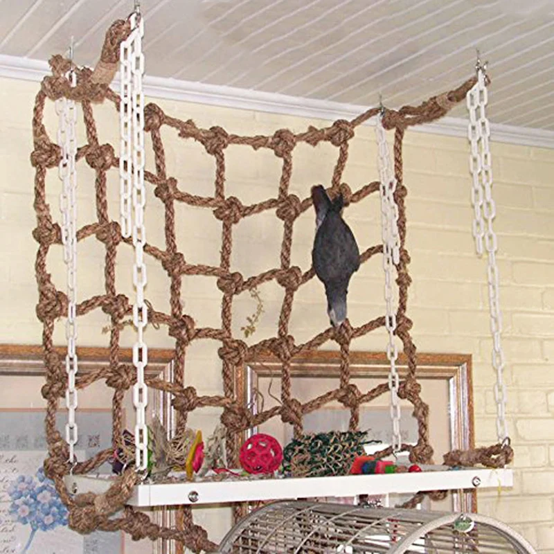 

Small Animals Climbing Net thick/thin Hemp Rope Play Rest Toys Jungle Parrot