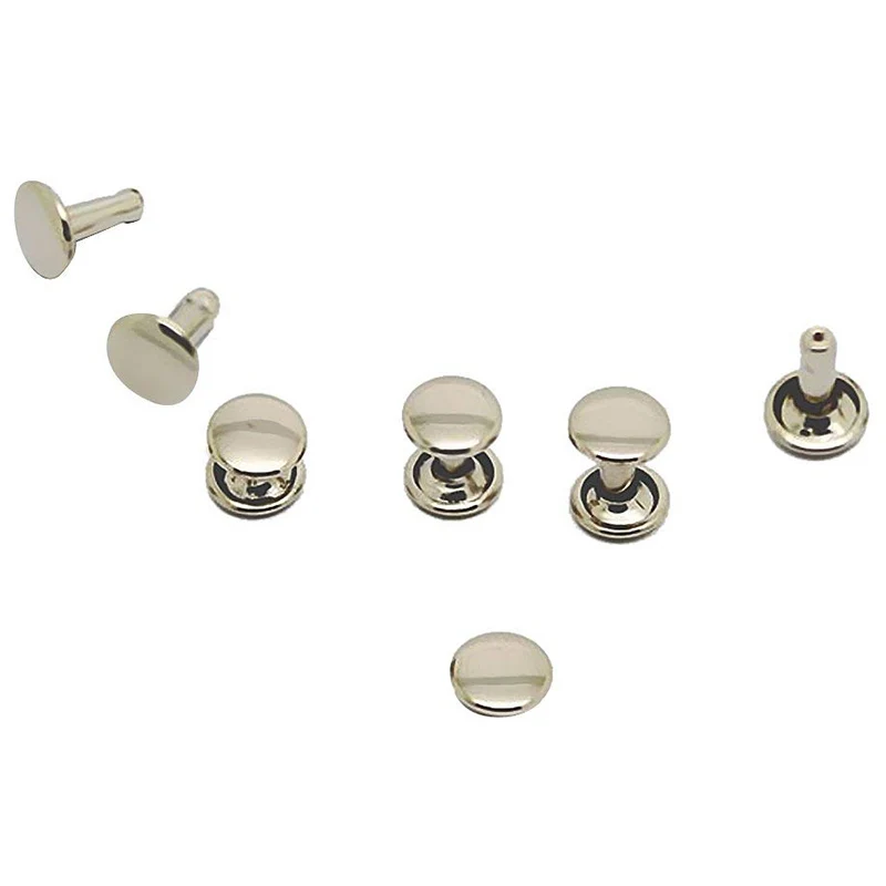 

ABGC 100pcs DIY Round Dome Rivets Spike Studs Spots Nailhead Punk Rock DIY Leather Craft For Shoes Clothing Bag- Silver