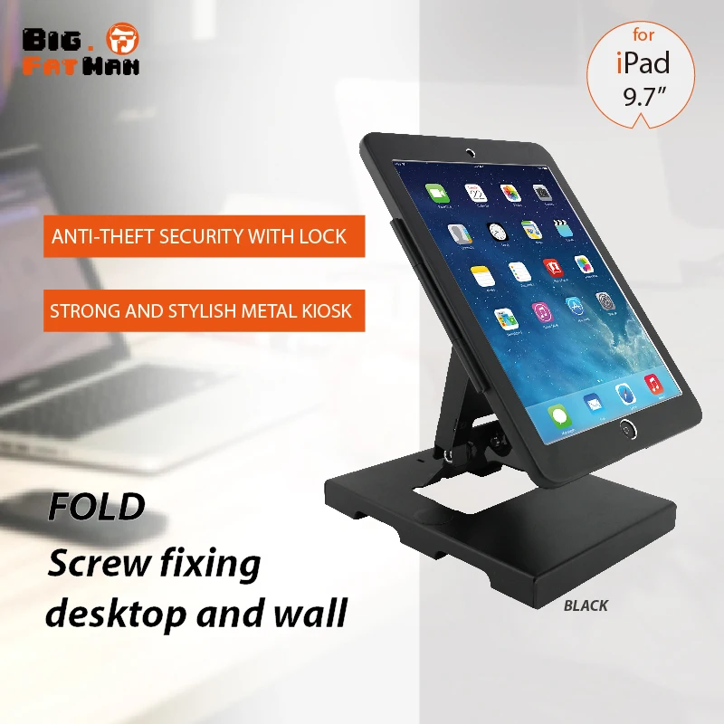 

For 9.7''10.2''10.5''Desktop &Wall Mount Anti-Theft Case with Security Stand Holder Lock Flip& Rotate Display for iPad Air pro