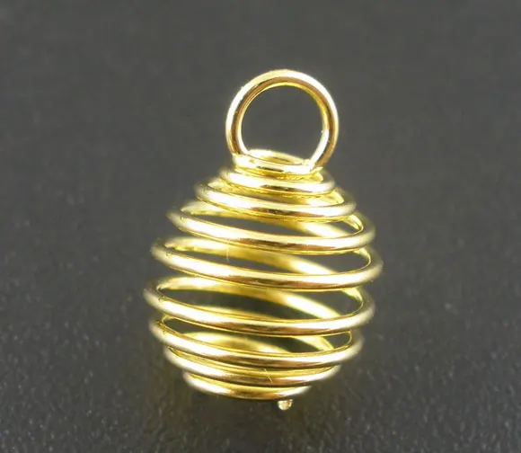 DoreenBeads 100 шт. золотого цвета спиральная бусина в форме клетки подвески 8x9 мм (B04015)