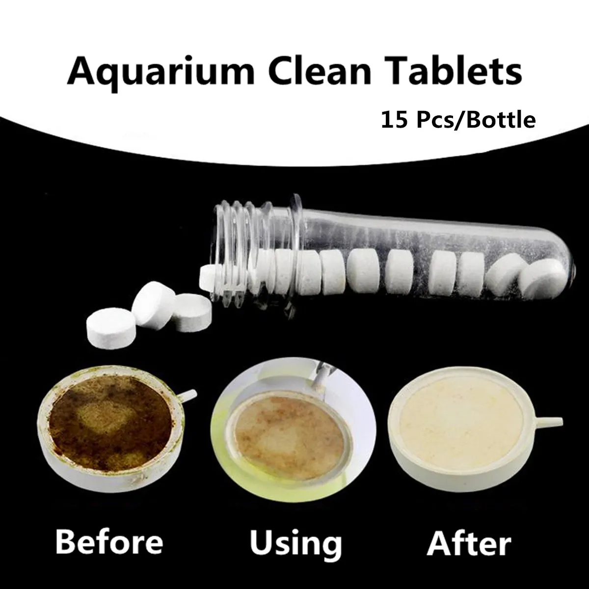 

15PCS Aquarium Clean Tablets Fish Tank Water Cleaner Air Diffuser Disinfection Stimulates Plant Growth Cleaning Tools Supplies