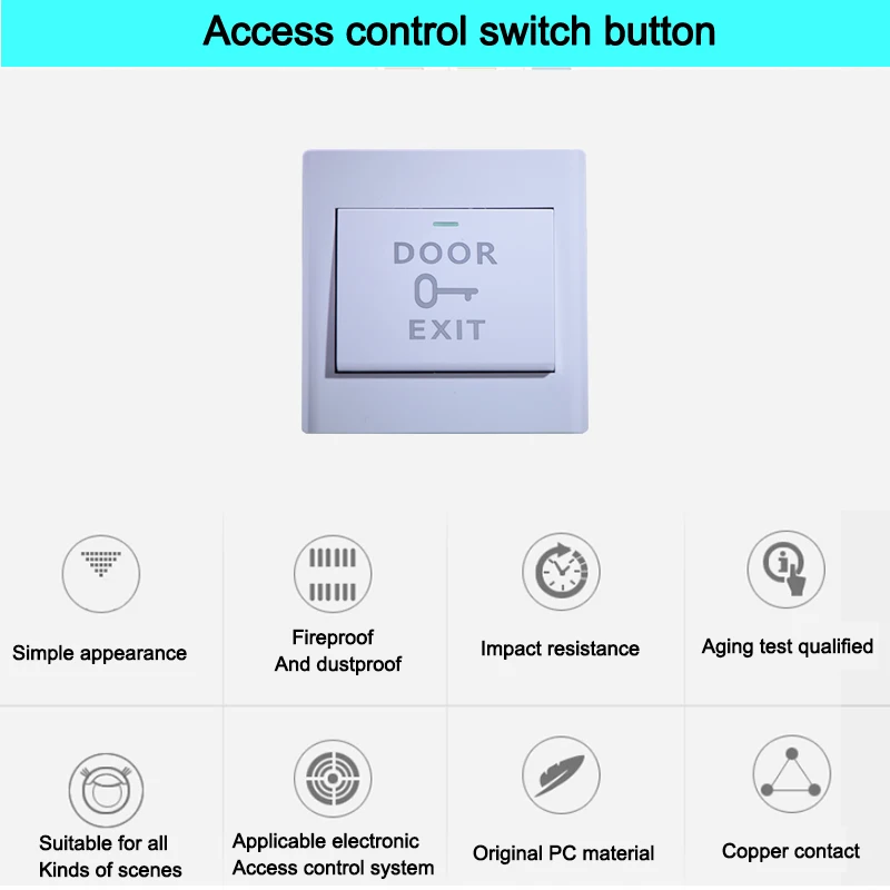 Fireproof Resin Door Exit Push Release Button Switch For Access Control 