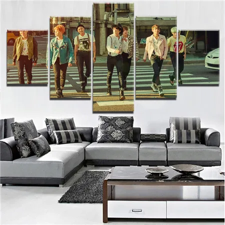 

5 Pieces HD Print Large BTS Band Poster Modern Decorative Paintings on Canvas Wall Art for Home Decorations Wall Decor