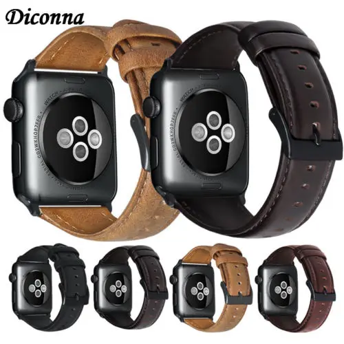 

Genuine Leather Wrist Band Strap For Apple Watch 1/2/3/4 iWatch 38/42/40/44mm Men Solid Watch Bands