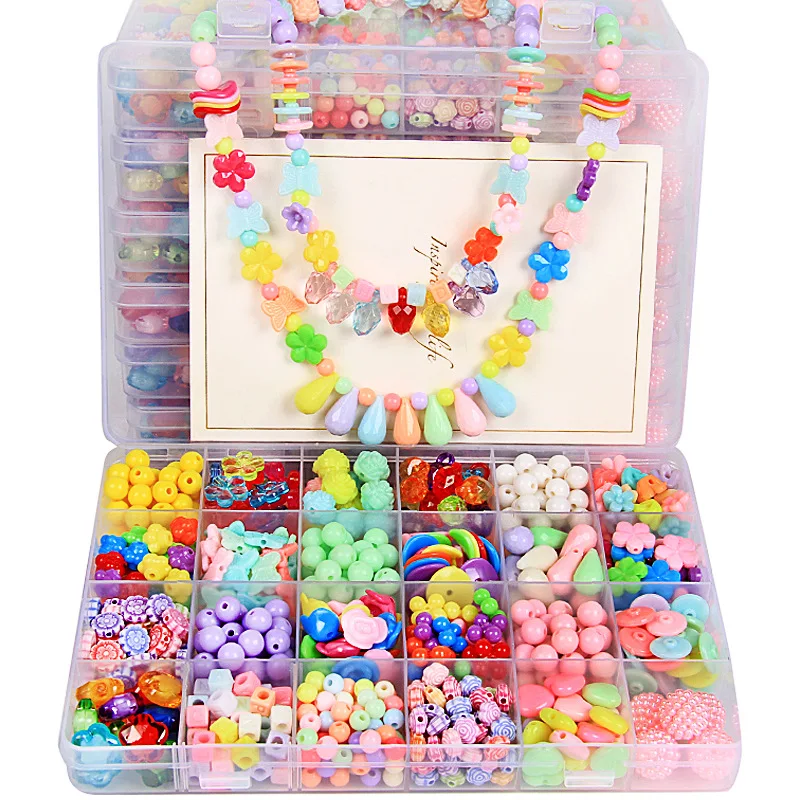 24 Grid Creative DIY Beads Toy with Whole Accessories Set Girls