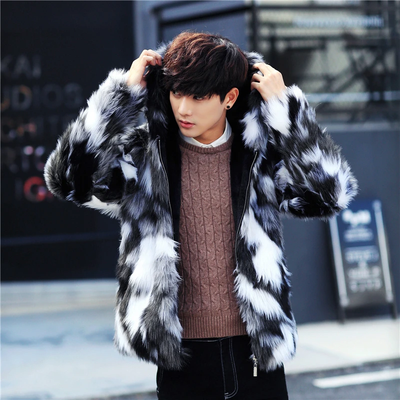 

Winter Faux Fur Thick Men Coat Gray and Green Mens jackets and Coats Asia size S M L XL XXL XXXL XXXXL