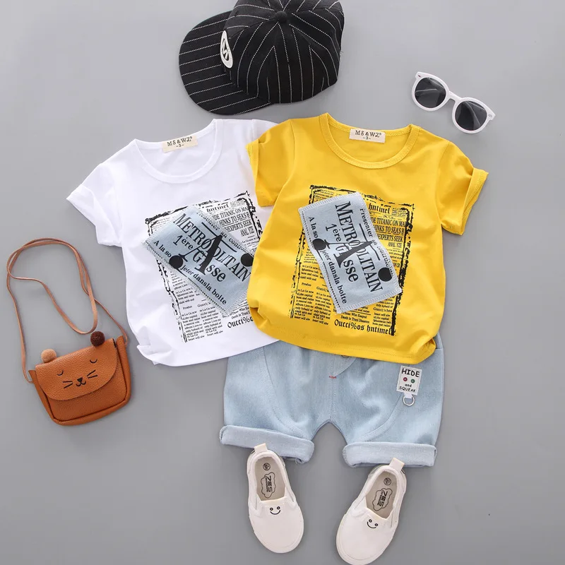 

Fashion Summer Children Kids Clothes Infant Printed Letters T-Shirt Letter Shorts Cotton 2 Pcs/Sets Toddler Clothing Tracksuits