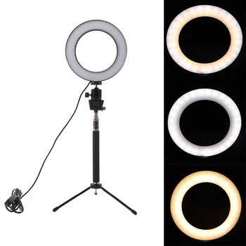 

5000K Dimmable Camera Photo Studio Phone Video Lamp USB Charge LED Ring Light Circular Photography Lighting With Tripod