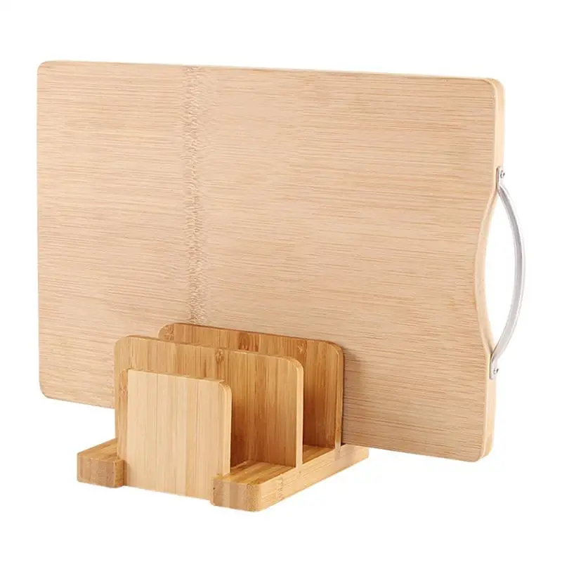 Multifunctional Durable Creative Bamboo Cutting Board Storage Rack Pot Lids Holder Kitchen Supplies Gadgets For Restaurant