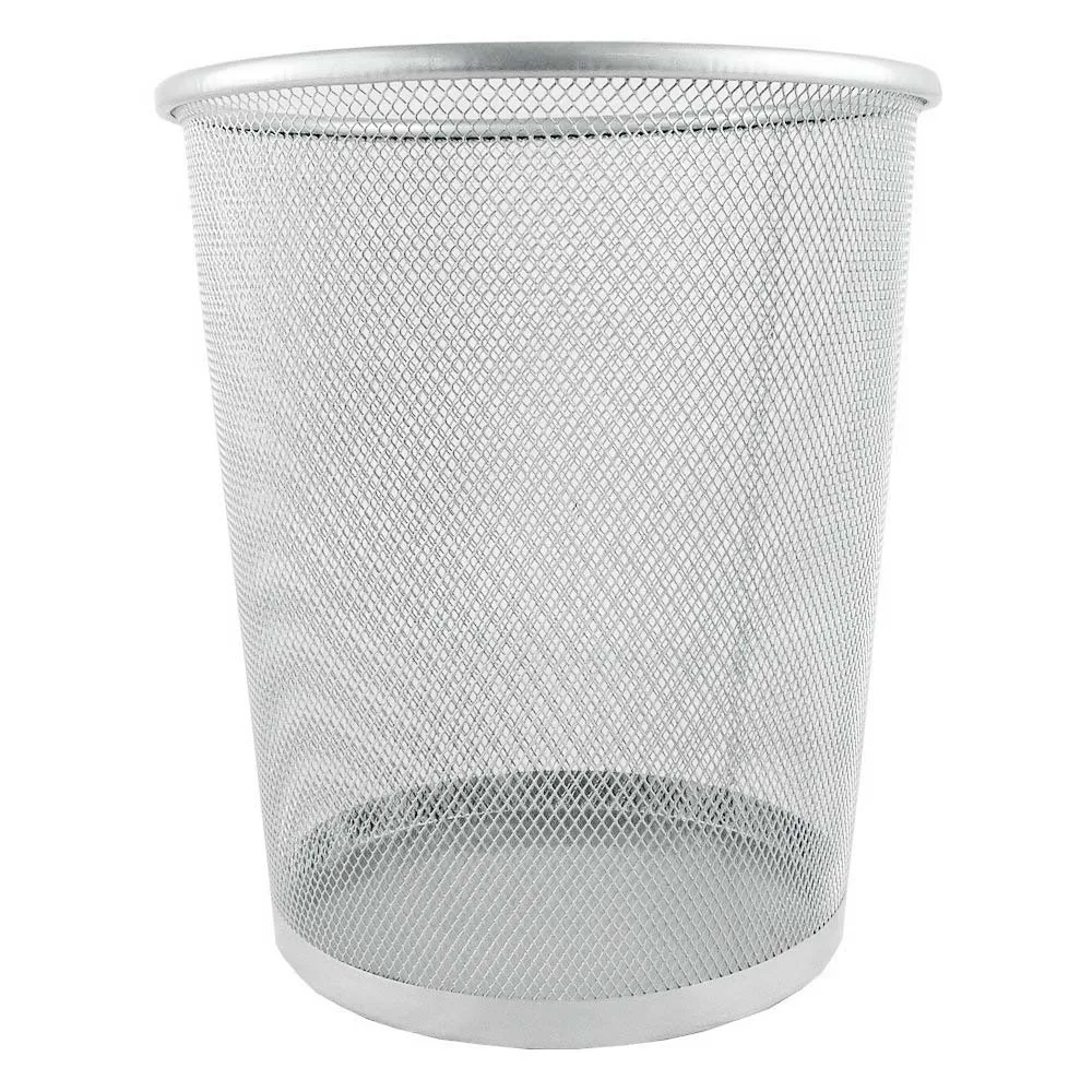 Круглая сетка металлическая корзина для мусора корзина для канцелярских принадлежностей (серебро) настольный органайзер для офиса и школы
