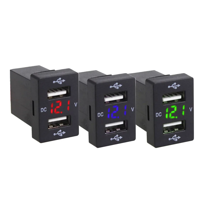 3.1A جديد مأخذ شاحن السيارة المزدوج USB ميناء الشحن محول الطاقة منفذ للهاتف LED عرض متر الفولتميتر الأزرق الأخضر الأحمر