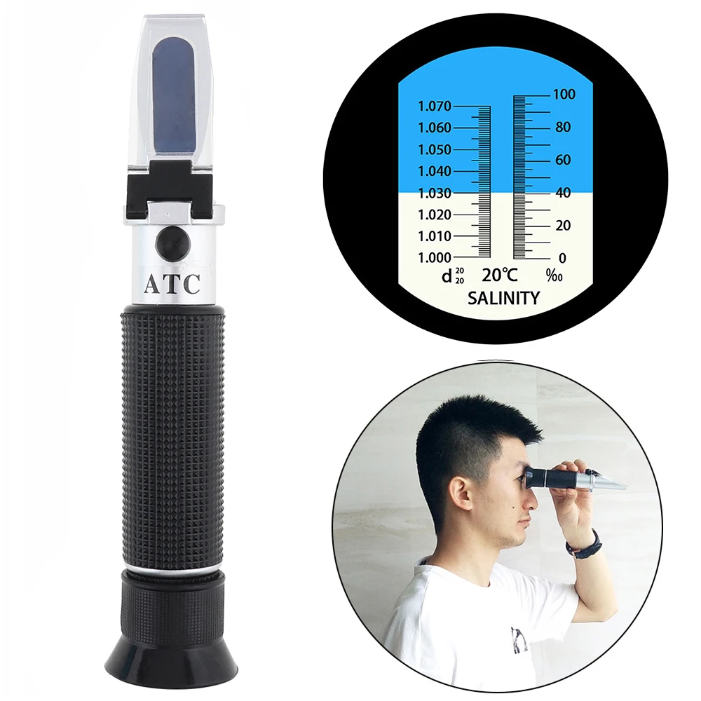 

Hand Held 2 In 1 Salinity Refractometer Aquarium & Seawater - Dual Scale with Pipet and Mini Screw Driver Support Manual Focusin