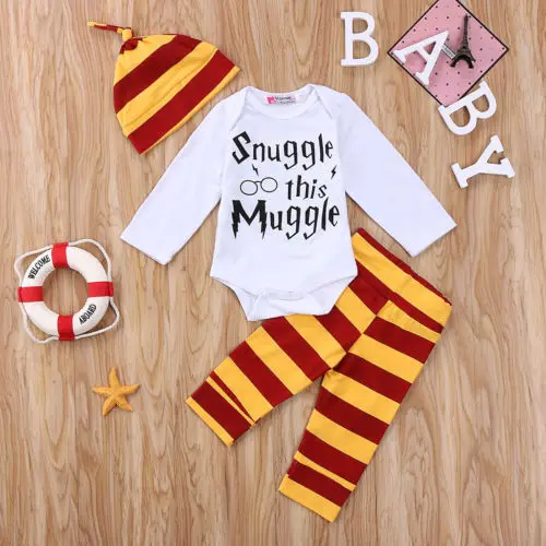 2018 new Baby Girls Boys Infant Potter Outfit Clothes Romper Jumpsuit Leggings Pants Set