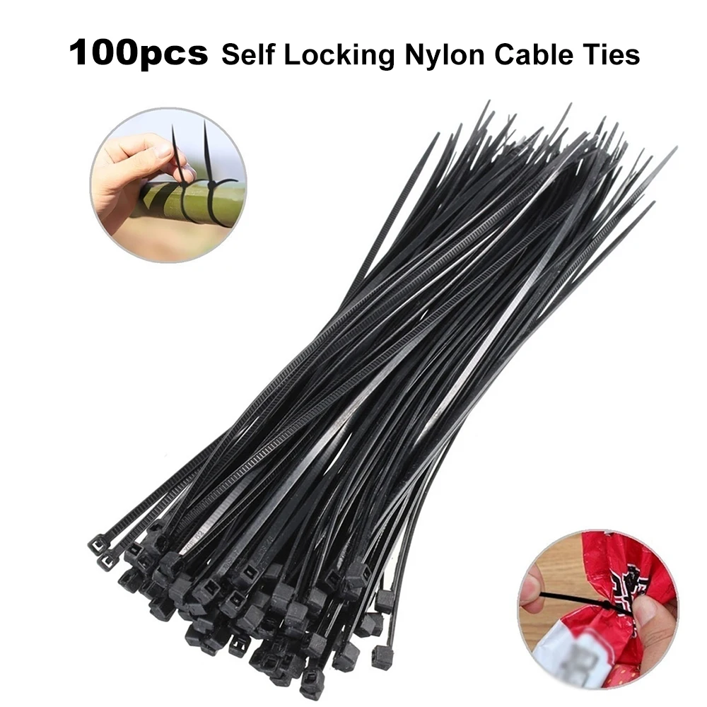 

100pcs Practical 2.5 * 200mm Self Locking Nylon Cable Ties Wire Plastic Binding Belts Fastening Zip Cord Black White Color