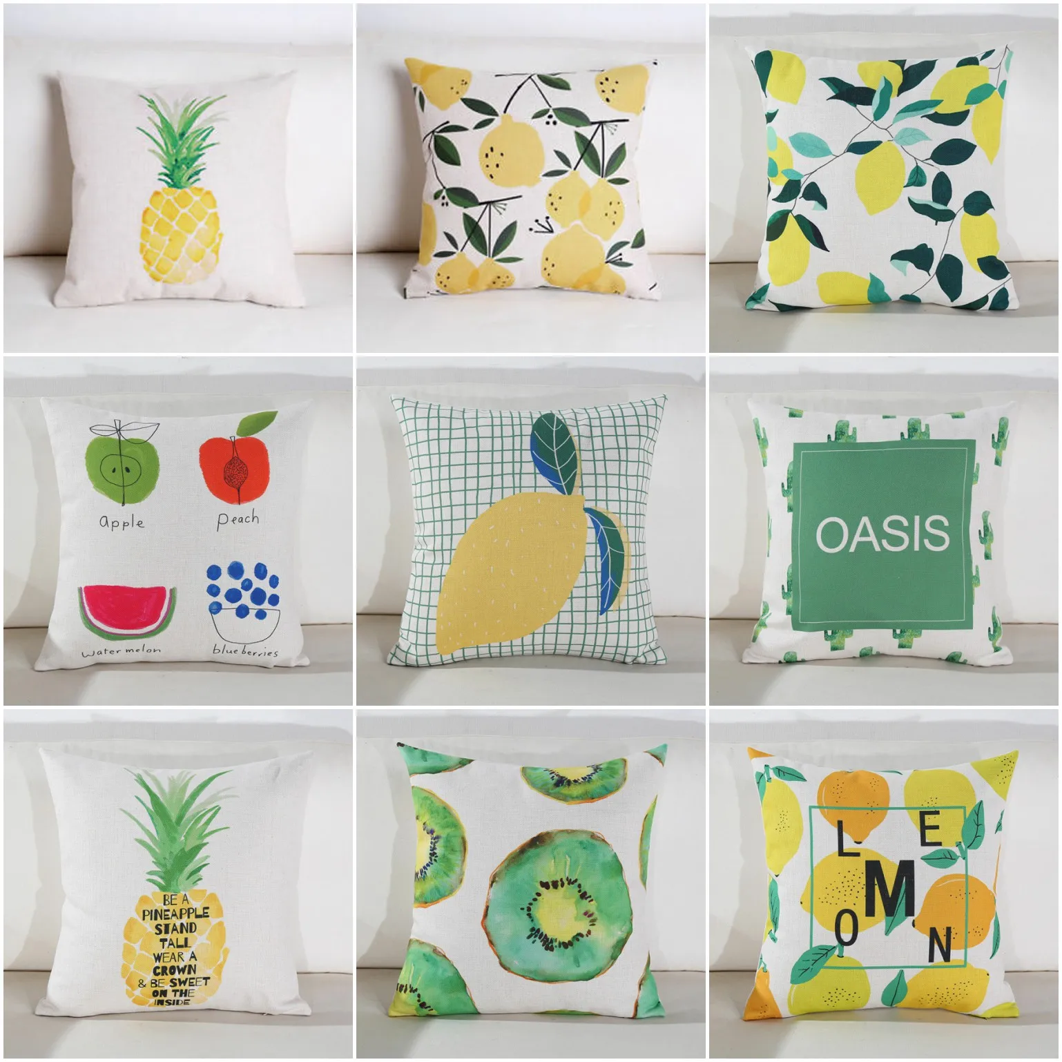 HGLEGYW Fruit Print Pillow Case Throw Pillowcase Cotton Linen Printed