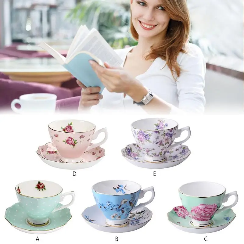 

180ML Fine Bone Coffee Cup Mugs Saucer Spoon Set Chinese Style Design Zakka Tazas Cafe Espresso Cup for Girls Gifts