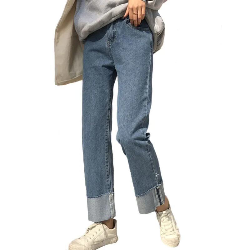 Spring Summer High Waist Washed Jeans Woman Denim Pants Streetwear