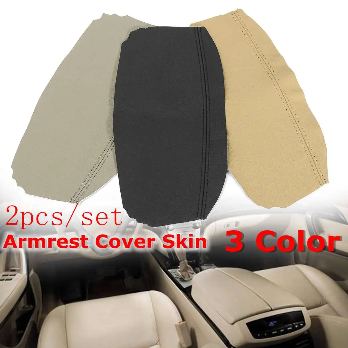 

2pcs Car PU Leather Armrest Center Console Cover Lid Skin For Acura RL 2005-2010 New