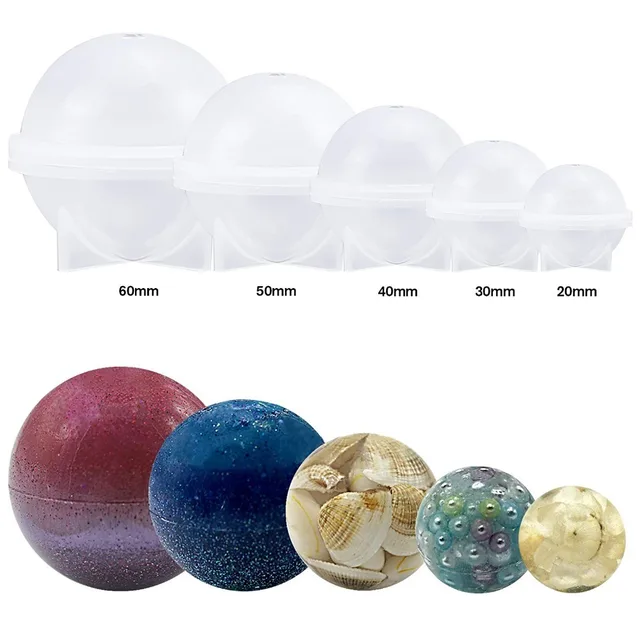 5PCS Sphere Round Silicone Mold for Resin Epoxy Jewelry Making Candle Wax Homemade Soap Bath Bomb Chocolate Making Moulds 4