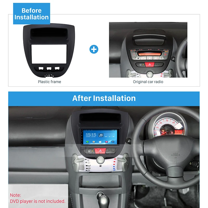 Harfey 2Din Автомобильная стерео рамка Крышка радио Fascia Trim Kit для Toyota Aygo Citroen C1 Peugeot 107 CD
