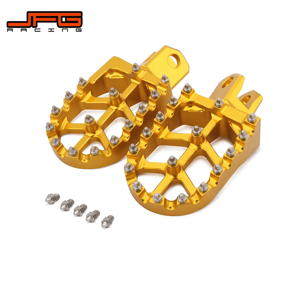 Foot Pegs Footpegs Footrest Pedals CNC Aluminum Foot rests For Suzuki RM125 86-06 RM250 89-06 RM250Z 01-06 RMX250 89-96 DR-Z 400 DR-Z 400E DR-Z 400SDR-Z 400SM KLX400R Dirt Bike Gold