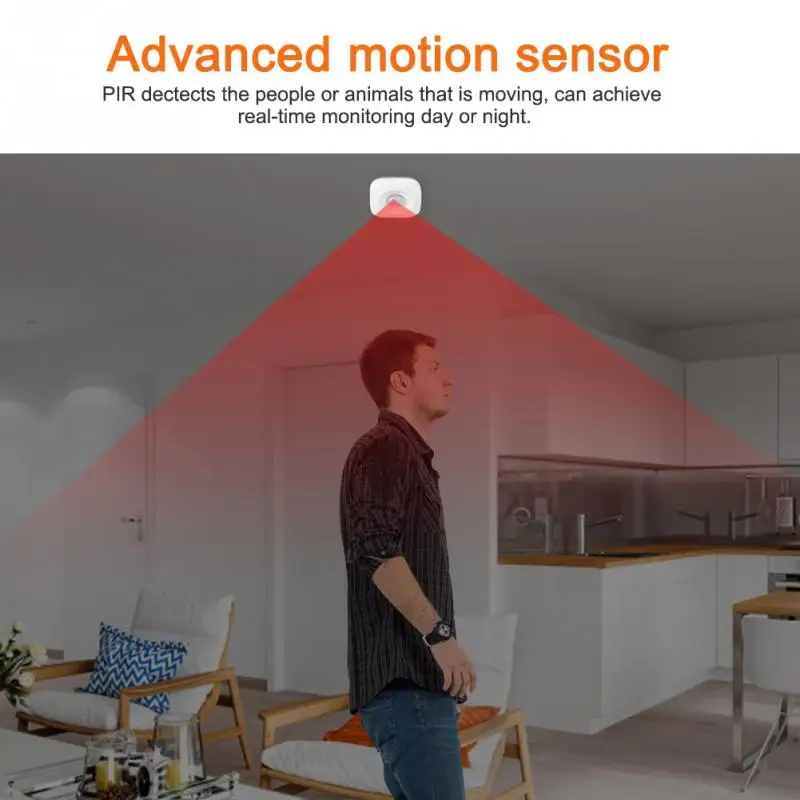 

WIFI Smart Home PIR Motion Detection Sensor Wireless Security Burglar Alarm Sensor Emergency Alert Push Function 2019 New Arriva