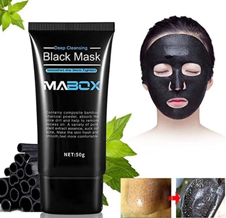 MABOX Bamboo Charcoal Black Mask Face Care Deep Cleansing Purifying Blackhead 3 Steps Black Head Remover Acne Nose Mask