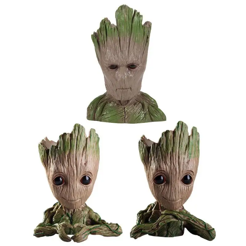 

Flowerpot Fashion Vinyl Baby Groot Pen Pot Holder Plants Flower Pot Cute Action Figures Toys for Kids Gift Desktop Decoration