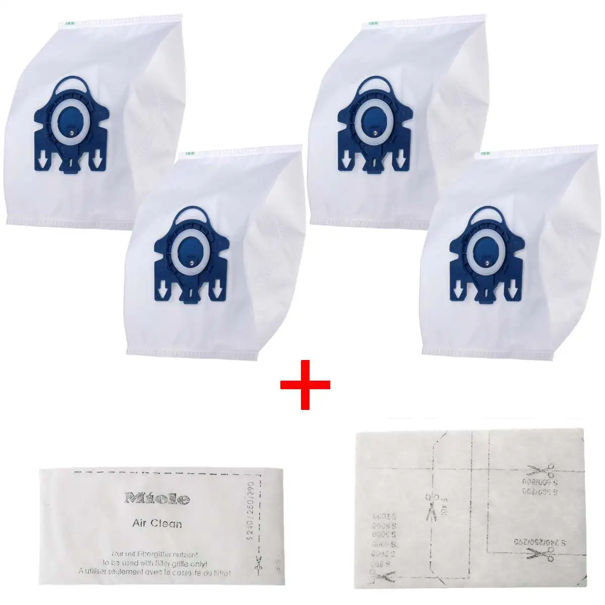 

4x Efficiency Vacuum Cleaner Hoover Dust Bags + 2x Dust Collector Filter For Miele GN Hyclean Replacement DIY Accessories