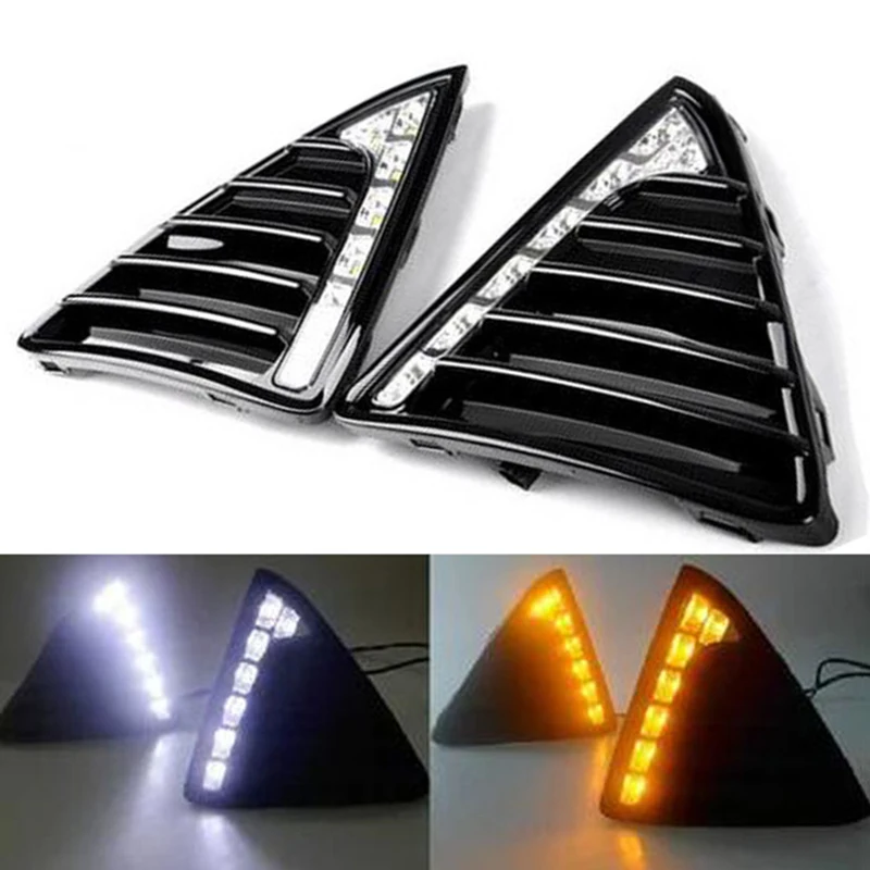 

DHBH-Car Flashing 1Pair Drl For F o r d Focus 3 2012 2013 Two-Color Daytime Running Lights Fog