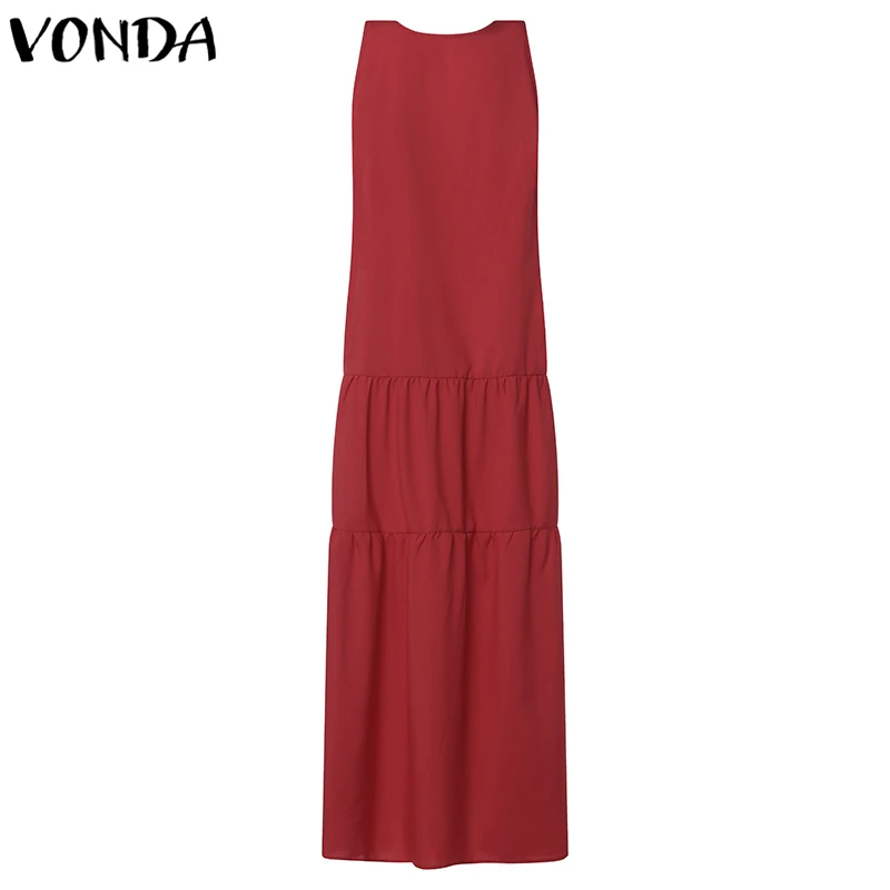 VONDA, женское богемное платье,, летнее, сексуальное, v-образный вырез, без рукавов, большое, свободное, макси, длинное, для вечеринок, праздничное, повседневное, Vestido размера плюс