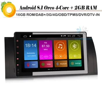 

9"Car stereo Headunit Android 8.1 DAB+ Bluetooth Sat Nav for BMW 5 Series E39 E53 X5 M5 525i 528i 540i WiFi 4G GPS Radio